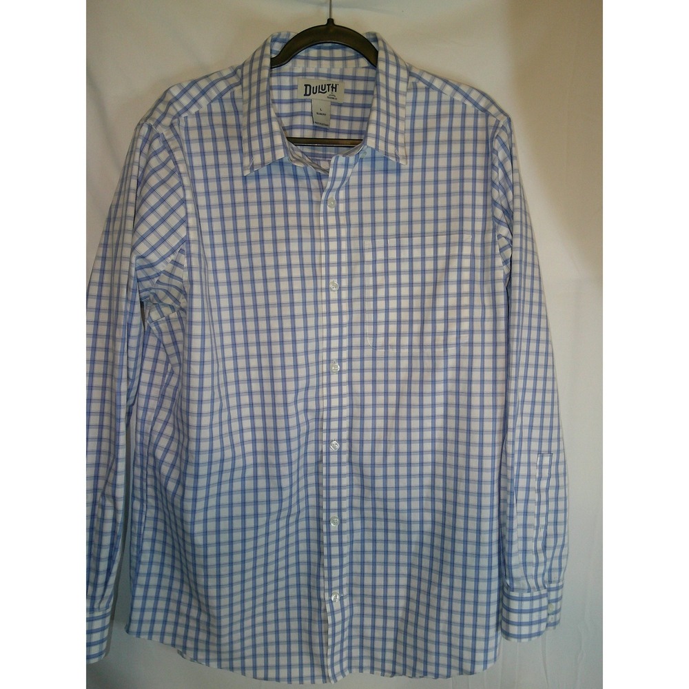 Duluth Trading Co Mens Slim Fit Long Sleeve Button Down‎ Shirt Plaid Check